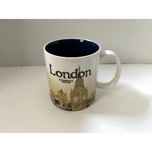 STARBUCKS London Coffee Mug Global Icon Collectors 16oz 2009 Blue Inside